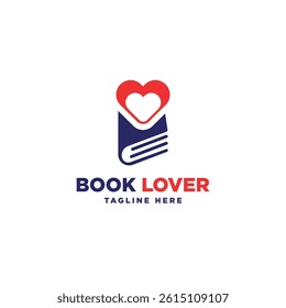 Book lovers logo design concept books heart shape modern design 