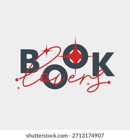 Buchliebhaber Typografie auf Grau mit Kalligrafie in Rot und Glitzer-Effekt graviert, abstrakte flache Stil Banner