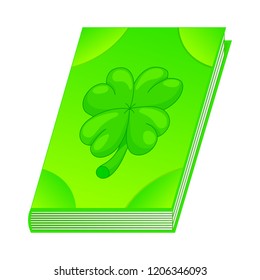Book of Luck with Clover isolated on white background for Your Design, Game, Card. Isolated GUI design elements. Vector Illustration.