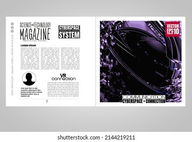 Book, magazine or brochure cover design vector template in A4 size. Abstract technology brochure design. Vector illustration. 