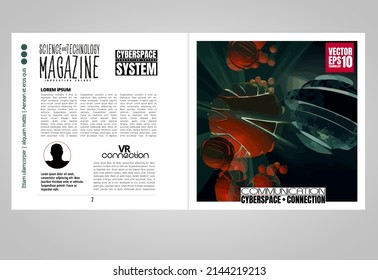 Book, magazine or brochure cover design vector template in A4 size. Abstract technology brochure design. Vector illustration. 