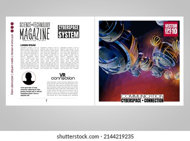 Book, Magazine Or Brochure Cover Design Vector Template In A4 Size. Abstract Technology Brochure Design. Vector Illustration. 