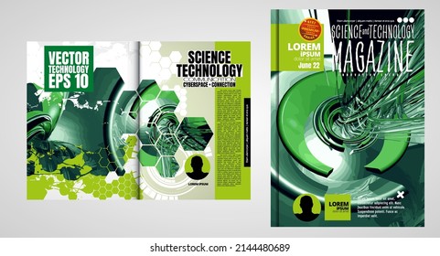 Book, magazine or brochure cover design vector template in A4 size. Abstract technology brochure design. Vector illustration. 