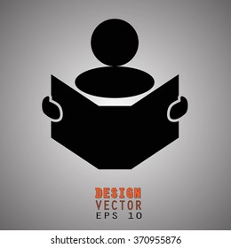 Book, Magazine, Ebook reader, student, teacher, tutor with hands symbols on each sides. Vector illustration EPS 10