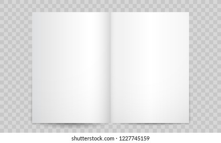 Book Or Magazine Open Blank Pages. Vector Isolated 3D Vertical Catalog Brochure Or A4 Booklet Mockup With Empty Pages