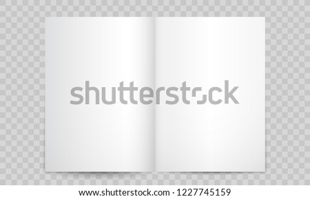 Book or magazine open blank pages. Vector isolated 3D vertical catalog brochure or A4 booklet mockup with empty pages