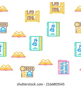 Book And Magazine Press For Read Vector Seamless Pattern Color Line Illustration