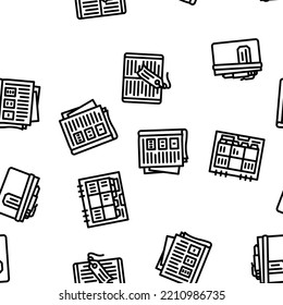 Book And Magazine Press For Read vector seamless pattern thin line illustration