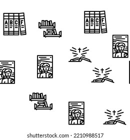 Book And Magazine Press For Read vector seamless pattern thin line illustration