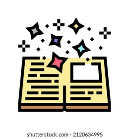 Buch magic Farbe Symbol Vektorgrafik. Buch-Zauberzeichen. einzelne Symbolillustration