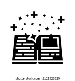 Buch magic glyph Symbol Vektorgrafik. Buch-Zauberzeichen. isoliertes Kontursymbol