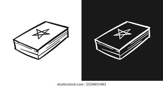 The Book of Magic halloween doodle hand drawing isolated background. Vector illustration