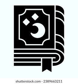 Book of magic spells solid icon. Wizard pocketbook with moon and stars. Halloween vector design concept, glyph style pictogram on white background, use for web and app. Eps 10