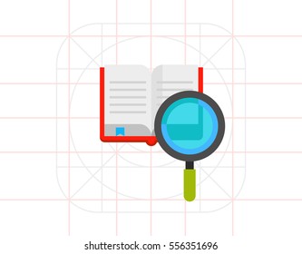 Book and Magnifier Icon