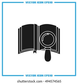 Book and magnifier icon vector illustration
