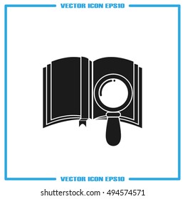 Book and magnifier icon vector illustration