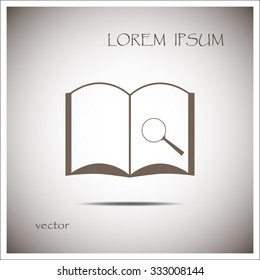book and magnify, icon.