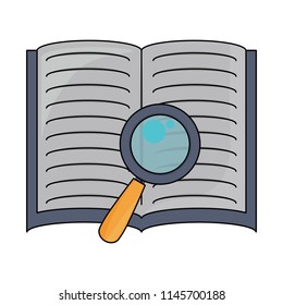 book and magnifying glass