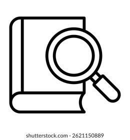Book with magnifying glass icon	
