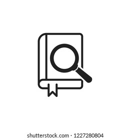 Book With Magnifying Glass Icon, Vector Illustration