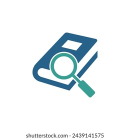 Book and Magnifying Glass Icon Vector Logo Template Illustration Design