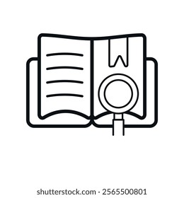 book and magnifying glass icon vector