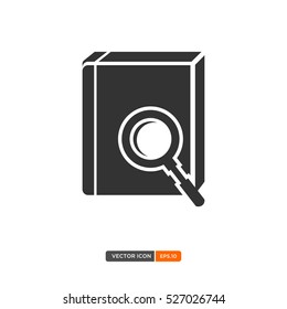 Book With Magnifying Glass Icon Vector. Search on a book. Vector Illustration eps.10