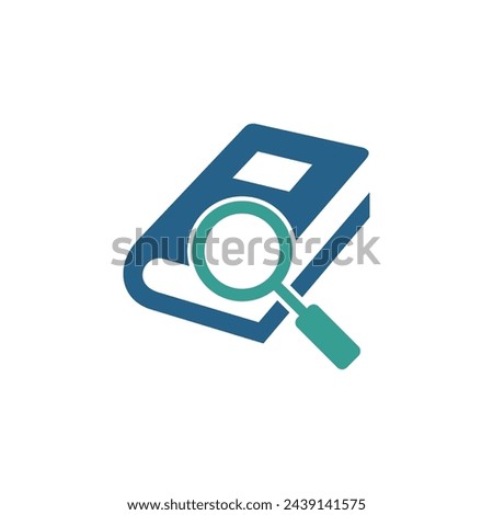 Book and Magnifying Glass Icon Vector Logo Template Illustration Design