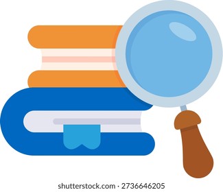 Book and Magnifying Glass Line vector Icon Design