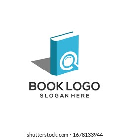 book and magnifying glass logo vector design concept