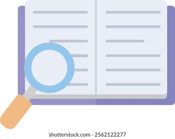 Book and Magnifying Glass Vector Definition icon