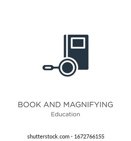 Vector de iconos de lectura y aumento. Libro plano de moda e icono de aumento de la colección educativa aislado en fondo blanco. La ilustración vectorial puede utilizarse para el diseño gráfico web y móvil, el logotipo, 