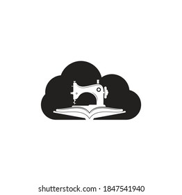 Libro Logo de la forma de nube de la máquina de coser manual. Simple ilustración del icono de la máquina de coser manual.