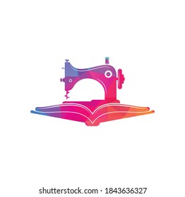 Logo de la máquina de coser manual del libro. Simple ilustración del icono de la máquina de coser manual.