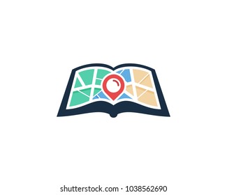 Book Map Icon Logo Design Element