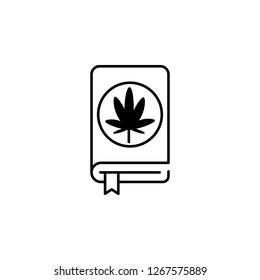book, marijuana outline icon. Can be used for web, logo, mobile app, UI, UX