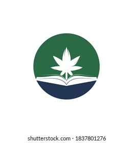 Book and marijuana symbol logo template. Suitable for medical education.