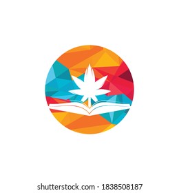 Book and marijuana symbol logo template. Suitable for medical education.