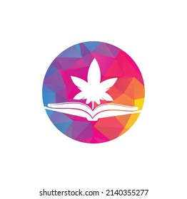 Book and marijuana symbol logo template. Suitable for medical education.