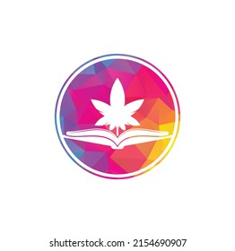 Book and marijuana symbol logo template. Suitable for medical education.