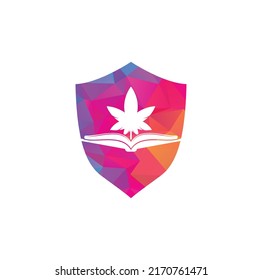 Book and marijuana symbol logo template. Suitable for medical education.