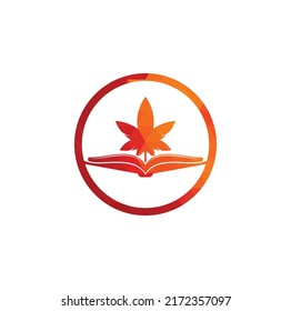 Buchen und Marihuana Symbol Logo Vorlage. Geeignet für medizinische Ausbildung.