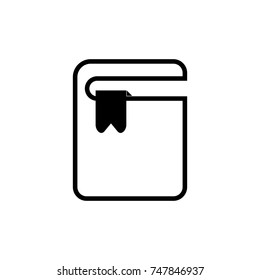 Book with mark icon , black sign design.