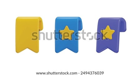 Book mark icon set 3d rendering vector illustration