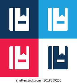 Book With Marker blue and red four color minimal icon set