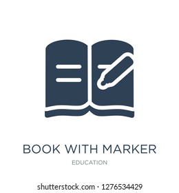 book with marker icon vector on white background, book with marker trendy filled icons from Education collection, book with marker vector illustration