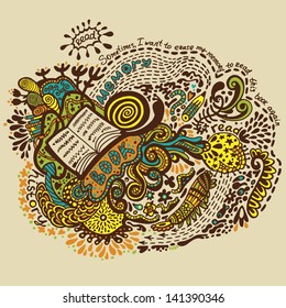 Book. Marvelous pun and scribble