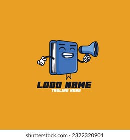 Book mascot logo,  book, logo, character, design, happy, cartoon, illustration