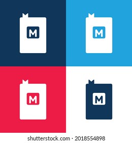 Buch Mathematik Blau und Rot vier Farben minimale Icon Set