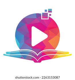 Book media logo design icon template. Book play logo symbol design illustration.
